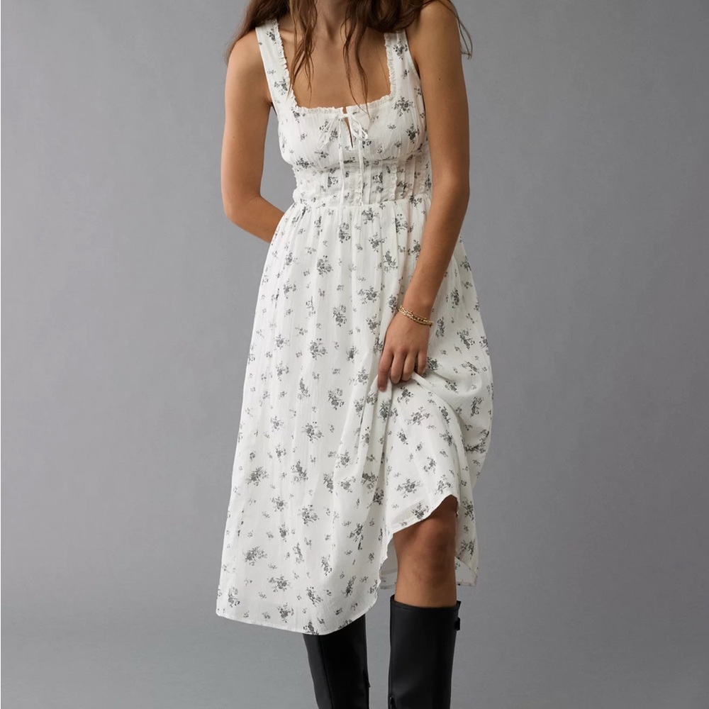 American Eagle Corset Floral Midi Dress